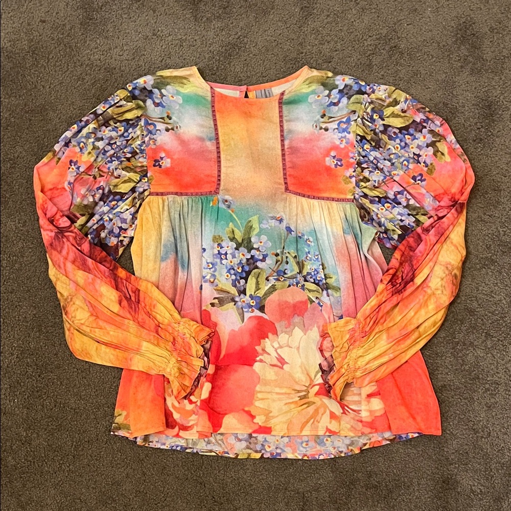 Anthropology Vibrant Floral Women's Blouse